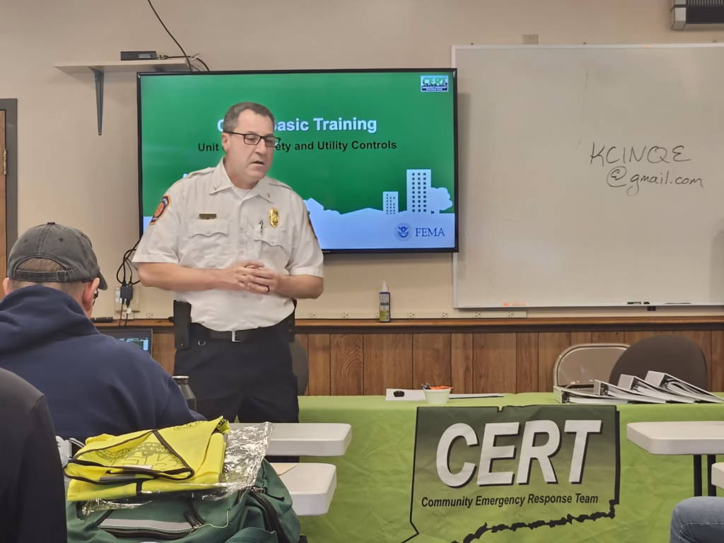 A Wallingford fire officer teaches the fire safety session