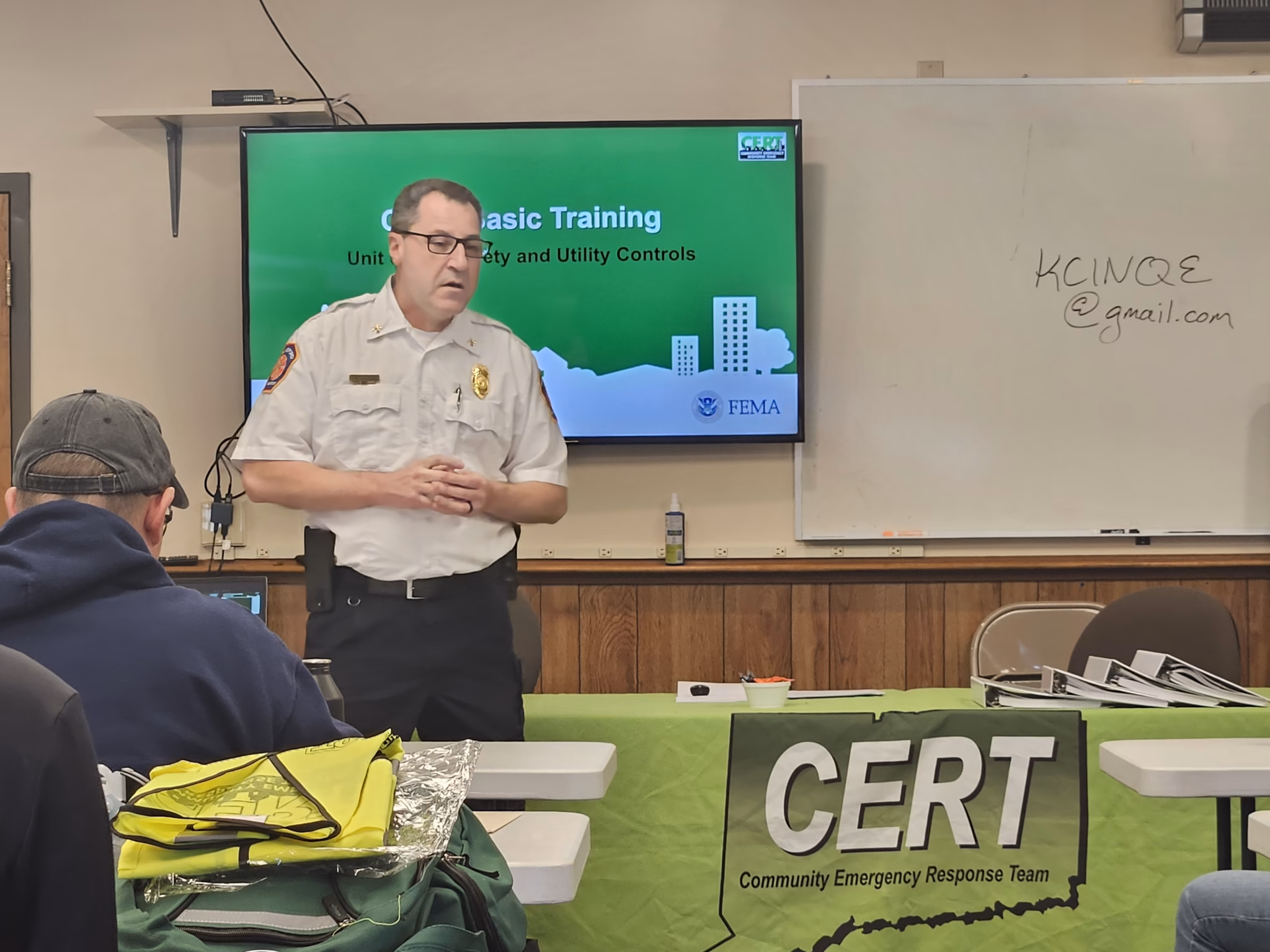 A Wallingford fire officer teaches the fire safety session
